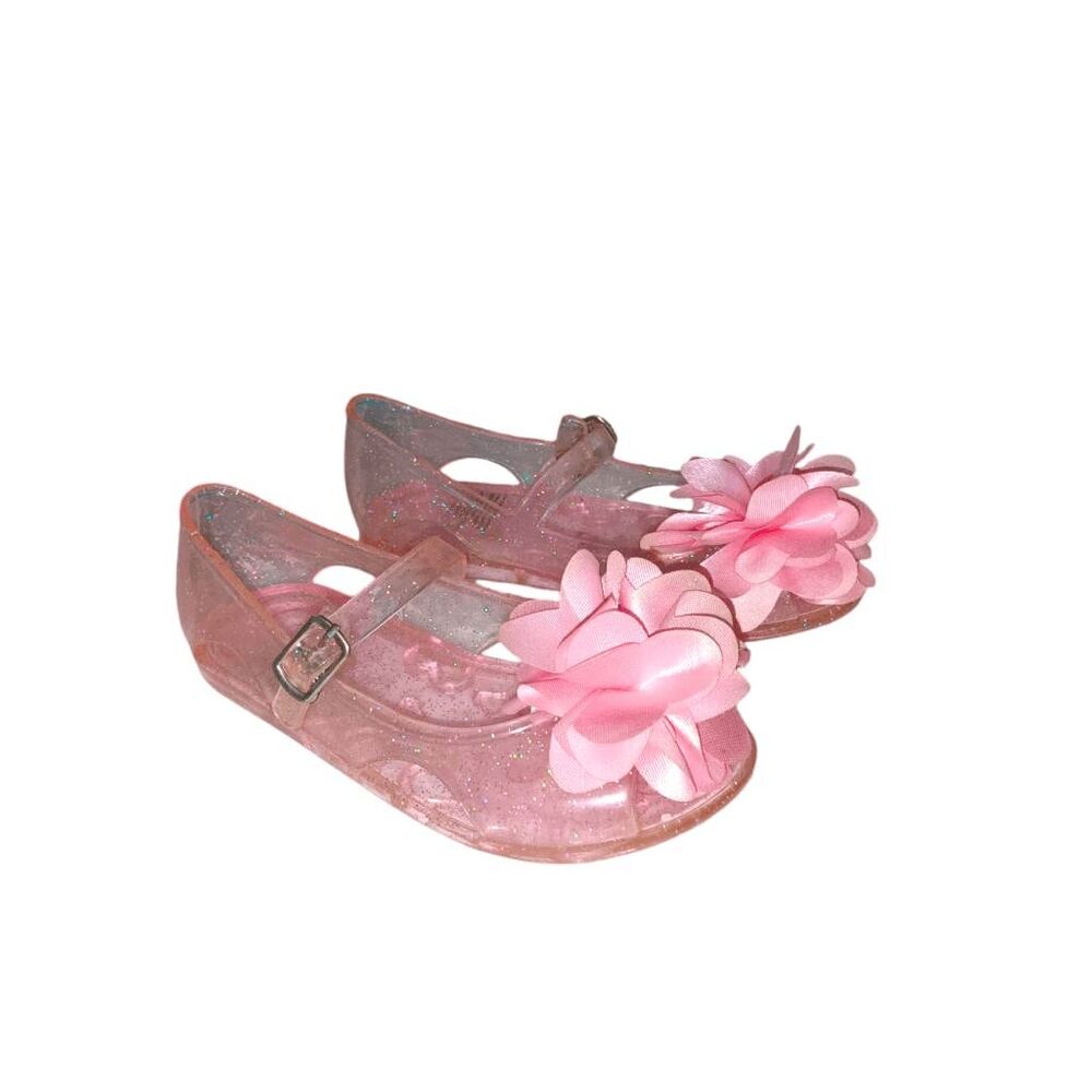 Stepping Stones Pink Flower Jelly Sandals Sz 6 Girls Dress Shoes